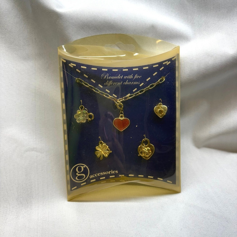G Accessories Charm Bracelet Women OS Gold New Vintage 90s Heart Clover Angel